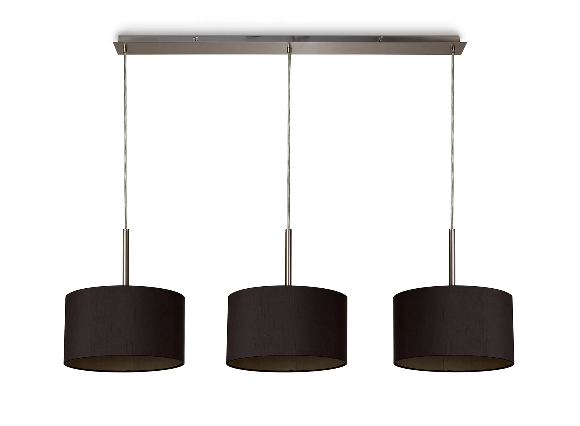 Baymont 30cm Shade 3 Light Pendant Satin Nickel, Midnight Black/Green Olive DK0589  Deco Baymont SN BL/GR